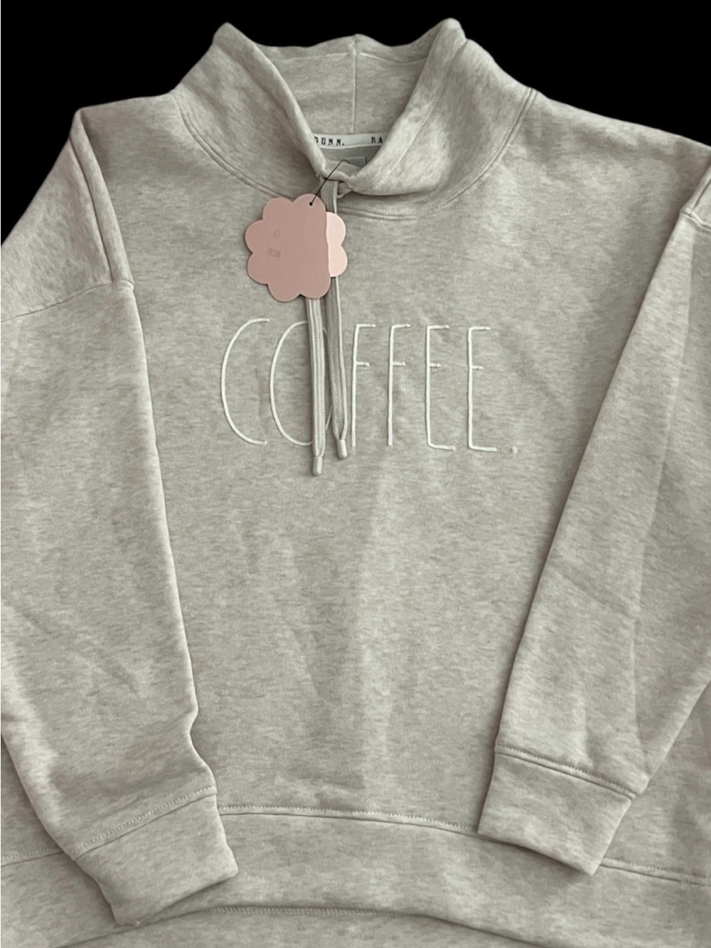 RAE DUNN pull over light sweatshirt says “COFFEE” size XS